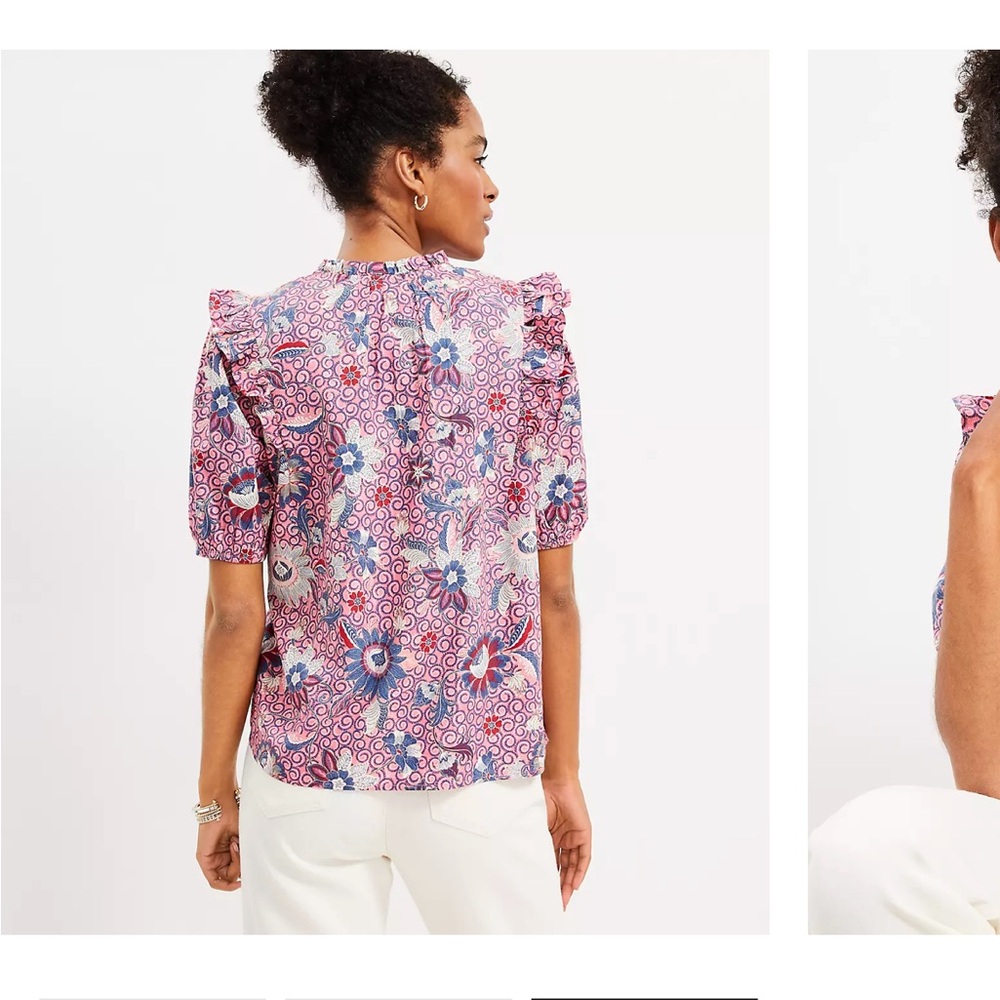 NWT Size Small Loft Ruffle Button Top - Picture 2 of 3